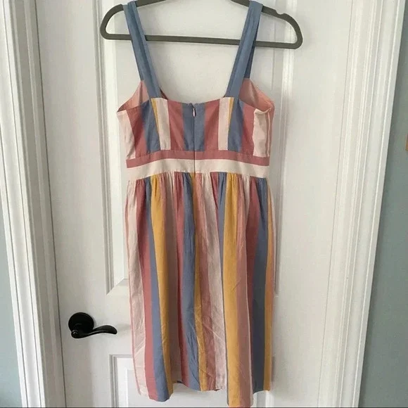 Madewell Tie Front Cut Out sherbet stripe dress - Picture 7 of 7